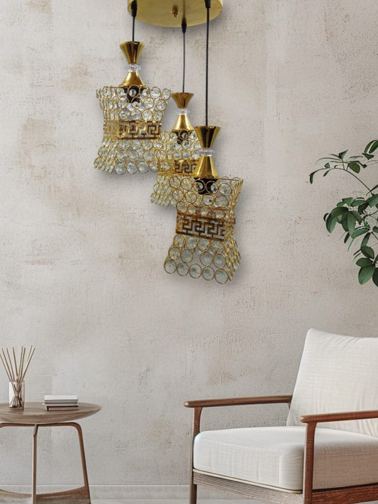 مصباح سقف - معدن وكريستال - ذهبي - 75 × 30 سم