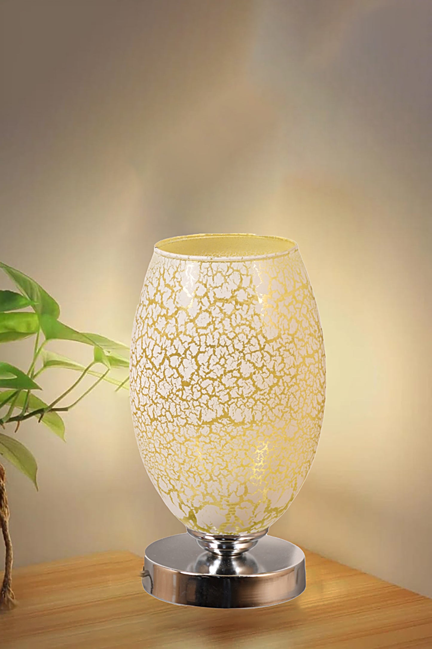 مصباح مكتبي - معدني - فضي وأصفر - 24 × 13 سم