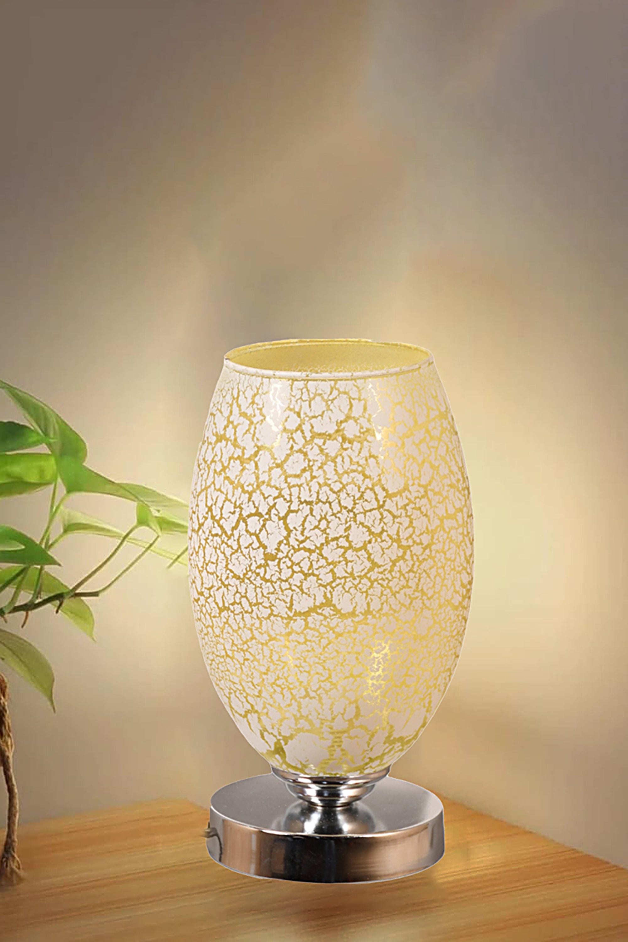 مصباح مكتبي - معدني - فضي وأصفر - 24 × 13 سم