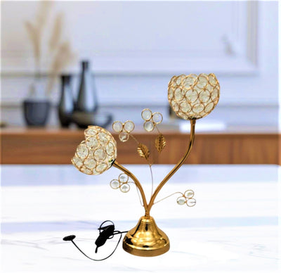 Table Lamp - Metal & Crystal - Gold - 35 x 20 cm
