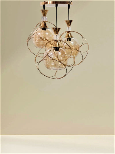 Chandelier - Metal & Glass - Gold - 80x 30 cm