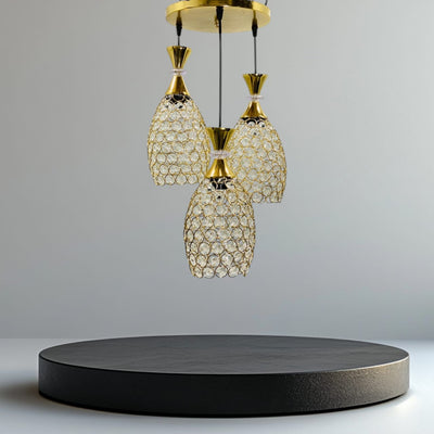 Chandelier - Metal & Crystal - Gold - 80 x 30 cm