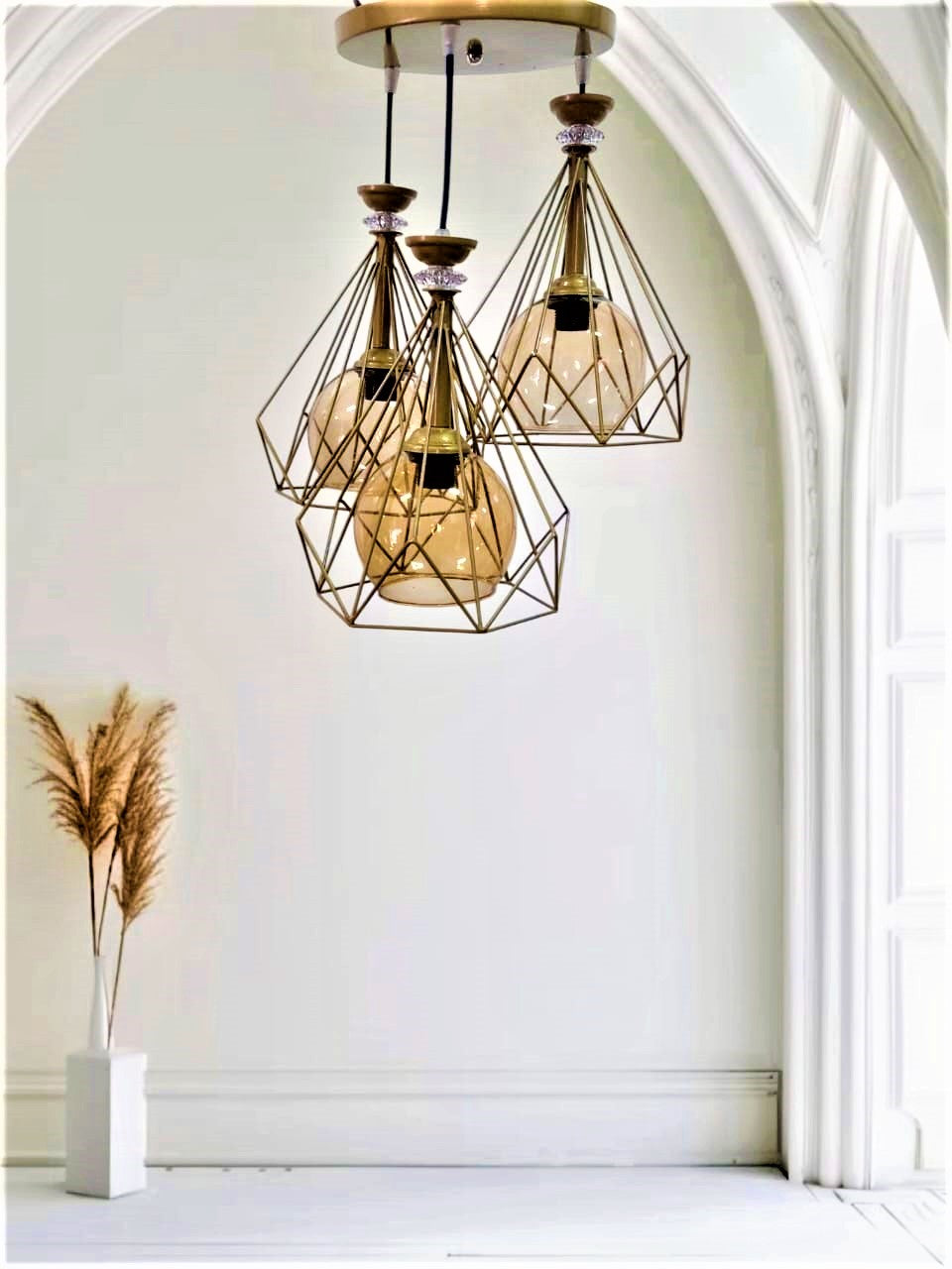 Chandelier - Metal & Glass - Champagne - 80 x 30 cm