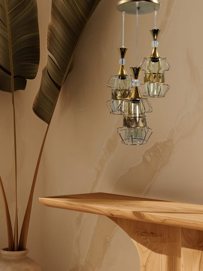 Chandelier - Metal & Glass - Gold - 80 x 30 cm