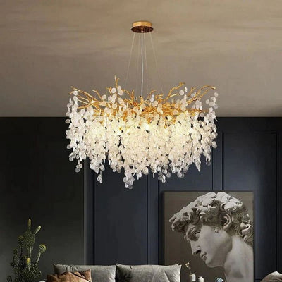 Chandelier - Steel & Crystal - Gold - 90x 50 cm
