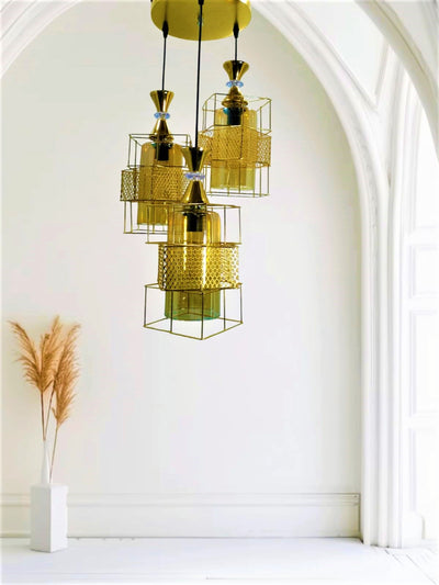 Chandelier - Metal & Glass - Gold - 80 x 30 cm