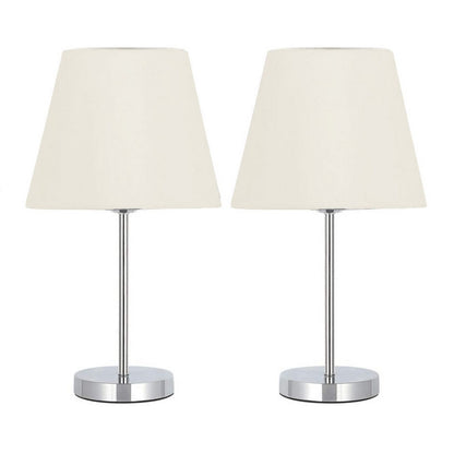 Desk Lamp - Metal & Linen - White & Silver - 45 x 25 cm