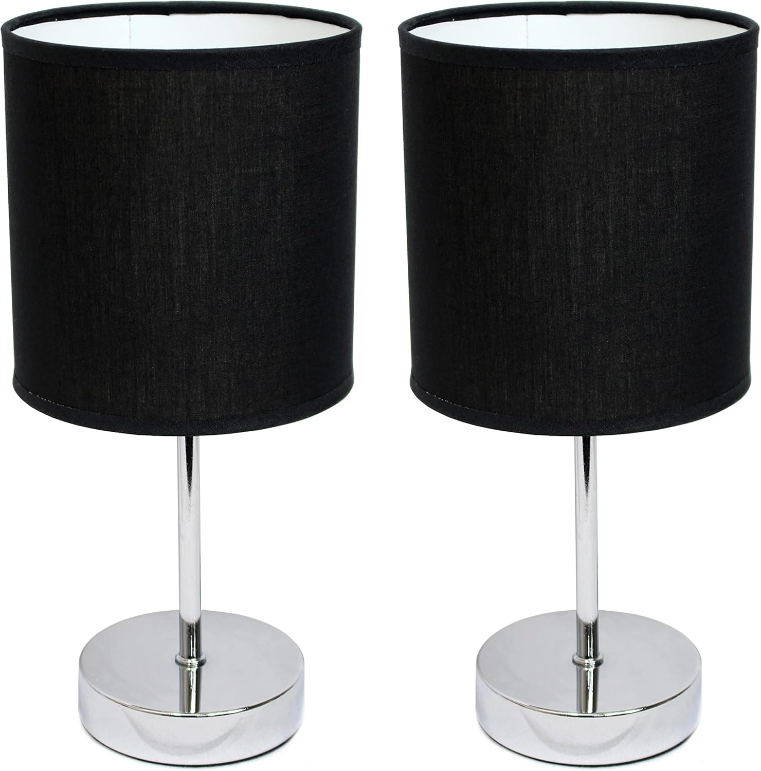 Desk Lamp - Metal & Linen - Black & Silver - 45 x 25 cm
