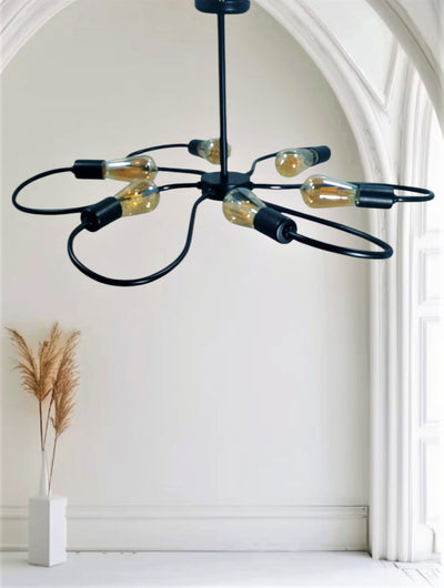 Chandelier - Metal - Black - 45 x 90 cm