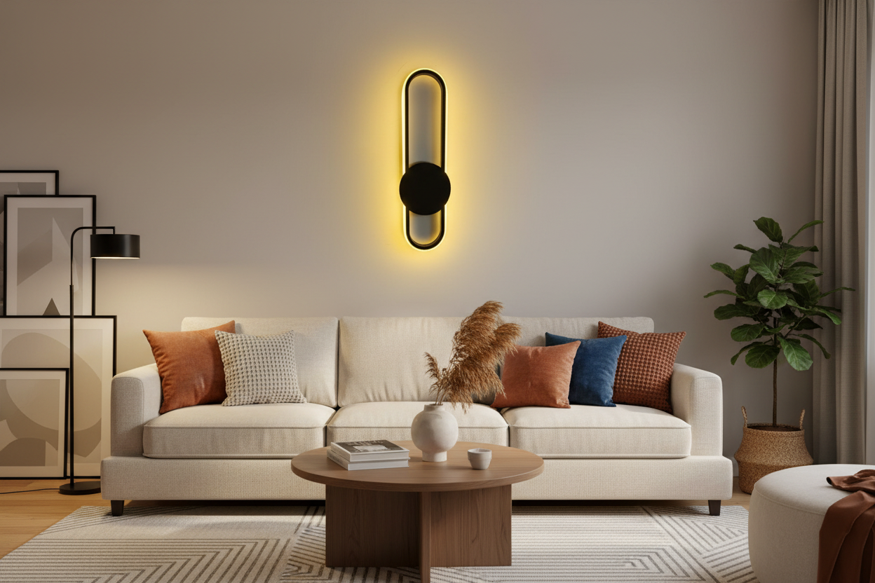 مصباح جداري - معدني - أسود - 60 × 24 سم