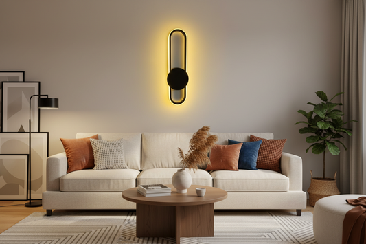 مصباح جداري - معدني - أسود - 60 × 24 سم