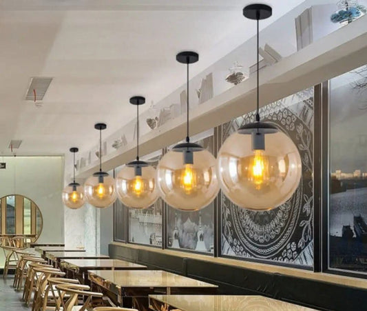 مصباح سقف - معدن وزجاج - أسود - 75 × 14 سم