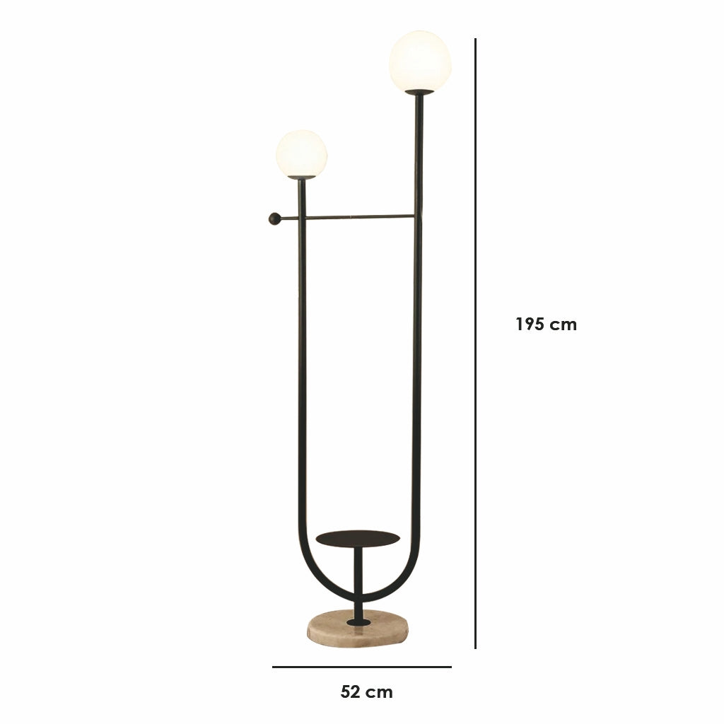 مصباح أرضي - معدني - أسود - 195 × 52 سم