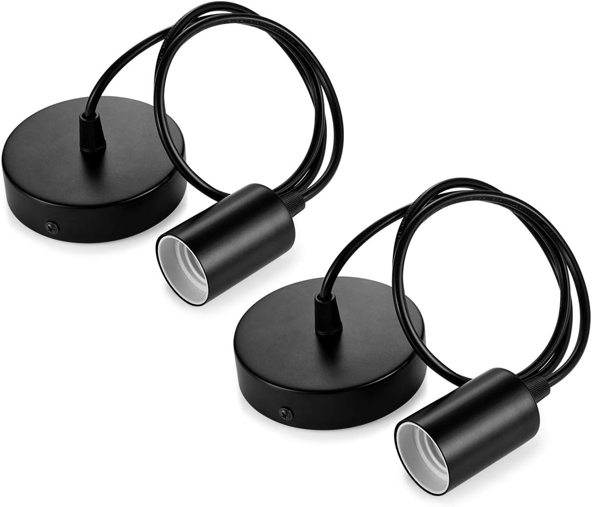 مصباح سقف - معدن وسلك - أسود - 60 × 10 سم