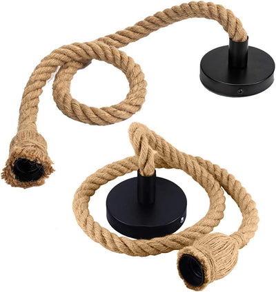 Ceiling Lamp - Metal & Linen - Black & Beige - 65 x 10 cm