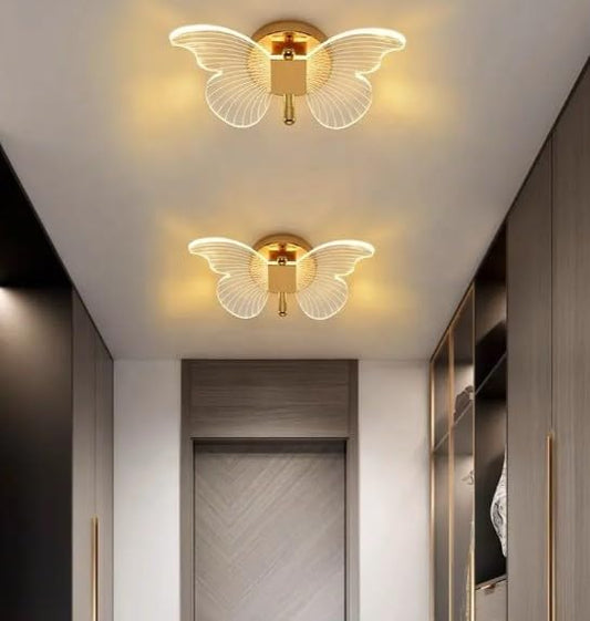 مصباح سقف - معدن وزجاج - ذهبي - 35 × 30 سم