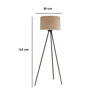 مصباح أرضي - معدني - أسود وبيج - 165 × 50 سم