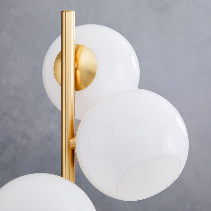 Floor Lamp - Metal - Gold & White - 155x33 cm