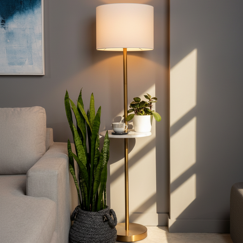 Floor Lamp - Metal - Gold - 160x40 cm