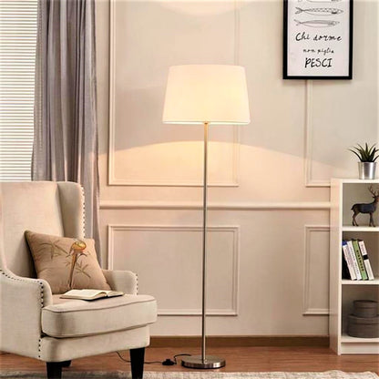 مصباح أرضي - معدني - فضي وأبيض - 155 × 35 سم