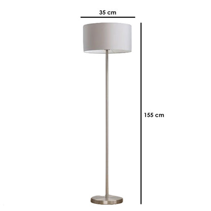 مصباح أرضي - معدني - فضي ورمادي - 155 × 35 سم