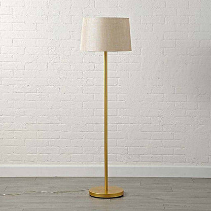 Floor Lamp - Metal - Gold & Beige - 165x40 cm