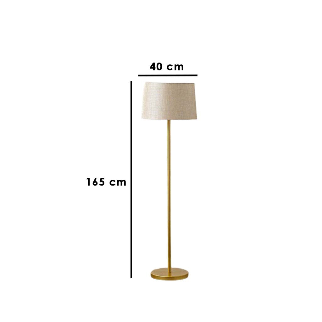 Floor Lamp - Metal - Gold & Beige - 165x40 cm