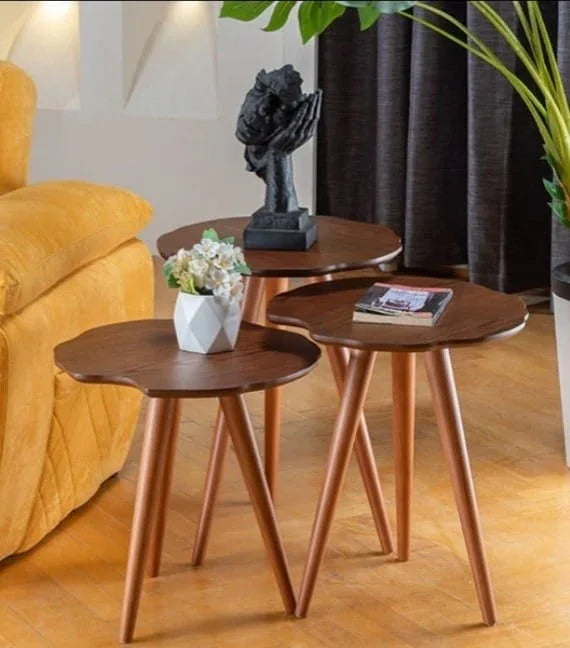 Three-piece brown side table set - Cataloug