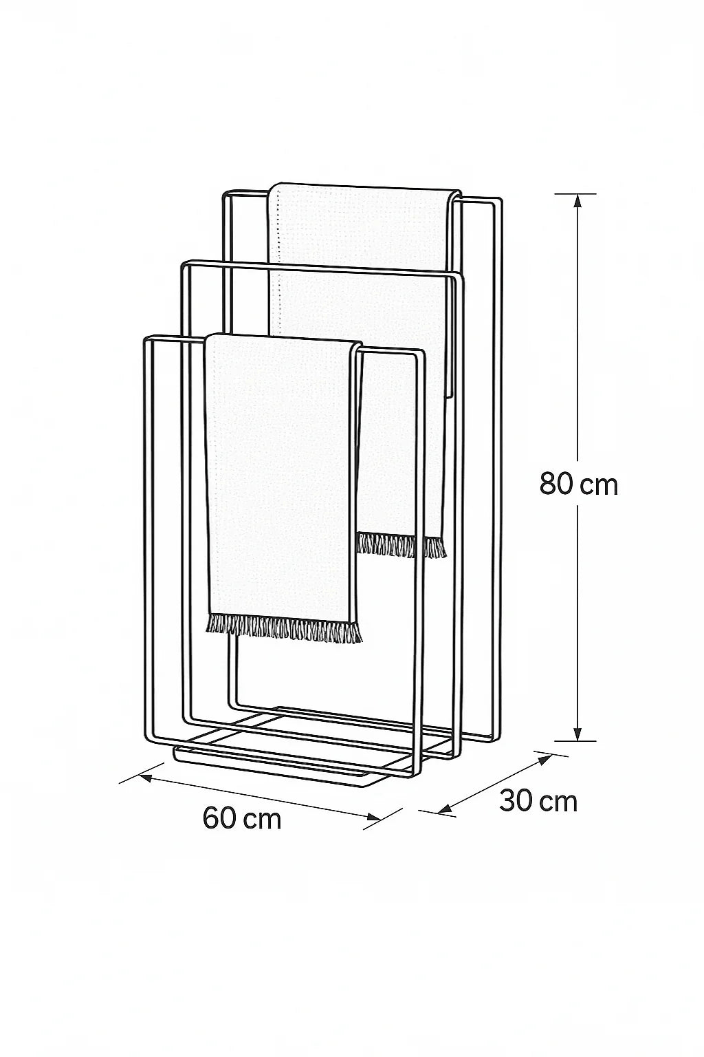 Towel Holder - Steel - Black - 80x30x60 cm - Cataloug