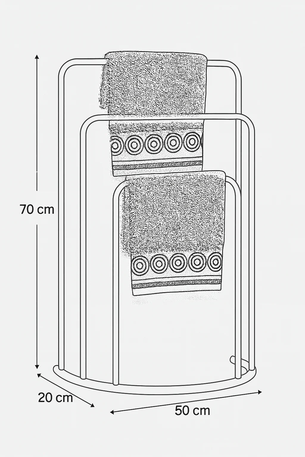 Towel Holder - Steel - Black - 70x20x50 cm - Cataloug
