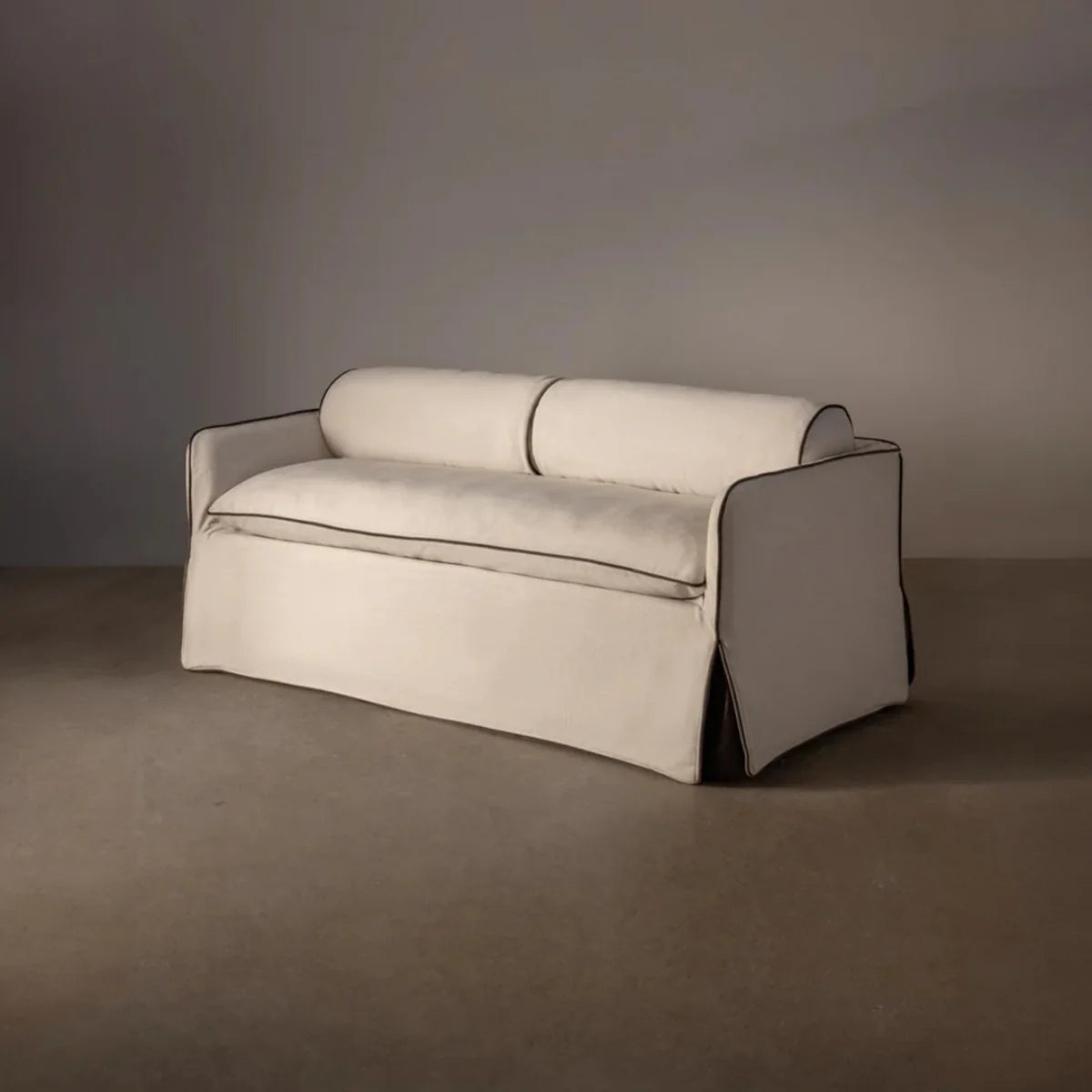 Sofa - Natural Wood - Linen - Beige - 180 x 84 x 75 cm.
