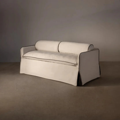 Sofa - Natural Wood - Linen - Beige - 180 x 84 x 75 cm.