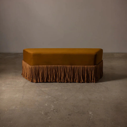 مقعد مبطن - خشب طبيعي - قطيفة - متعدد الألوان - 130 × 35 × 46 سم.