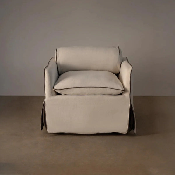 كرسي - خشب طبيعي - كتان - متعدد الالوان - 84 × 84 × 75 سم.