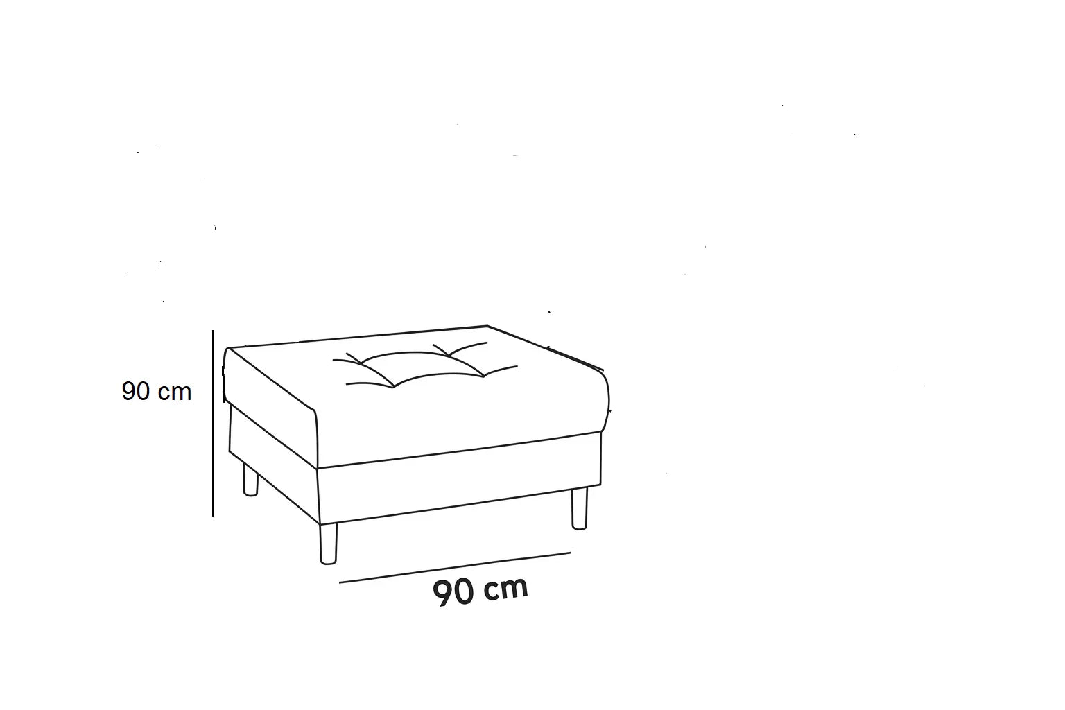 Sofa L Shape & Pouf - Beech Wood - Linen Fabric - Blue - 250x180x90 cm 90x90 cm - Cataloug