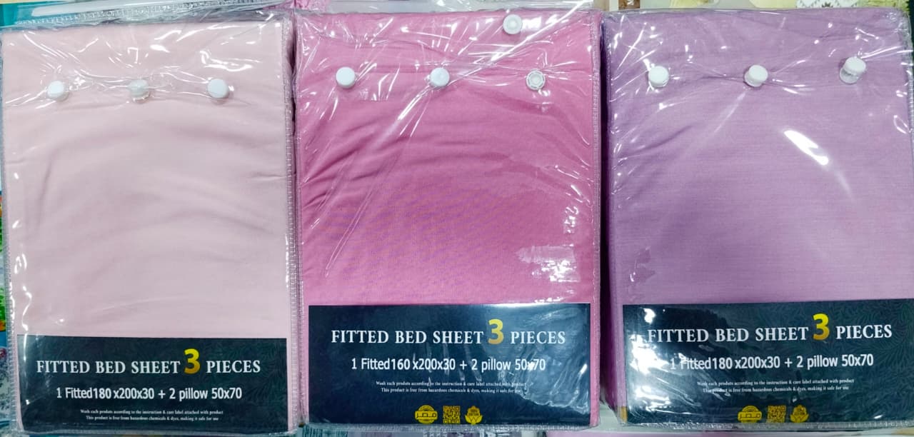 Bed Sheet - Cotton - Set 3 pieces - Multi Color - 180 cm
