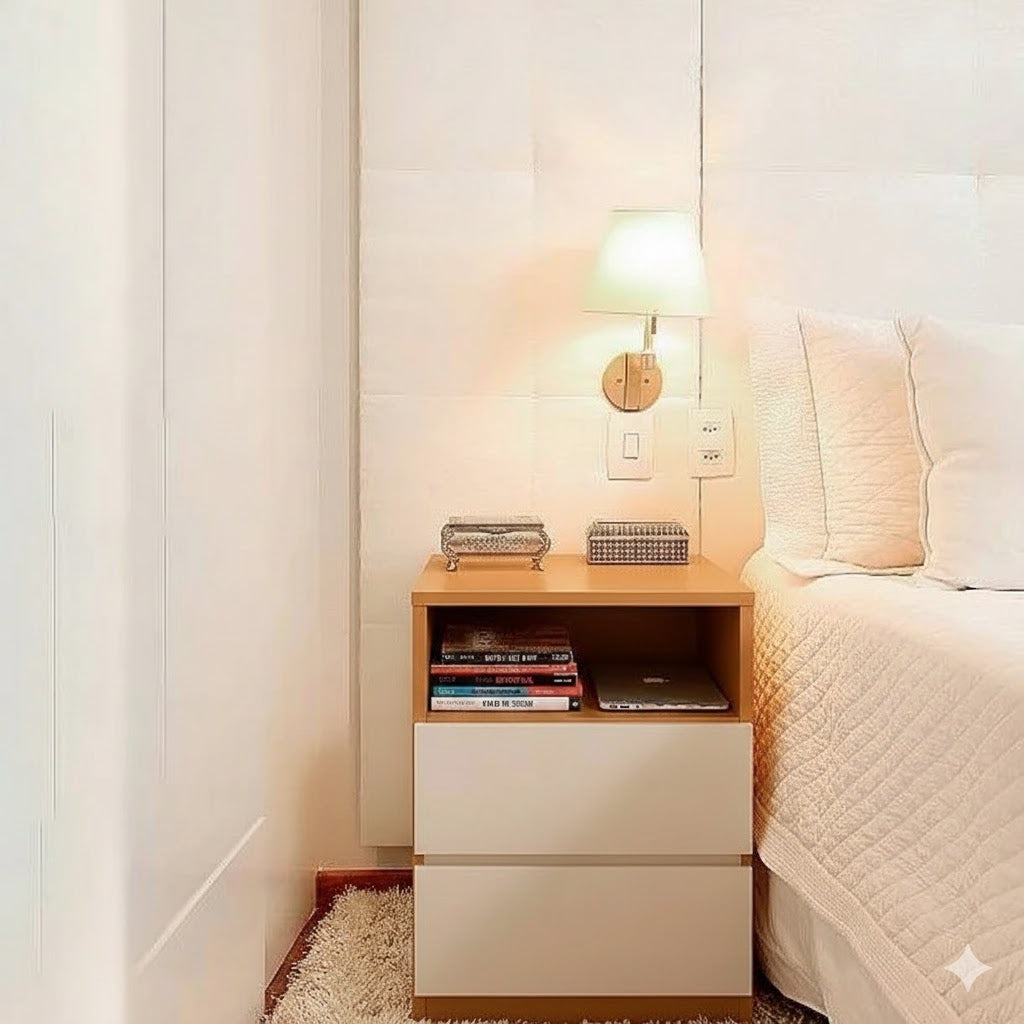 كومود - خشبام دي اف- لون أبيض كريمي - 40 × 40 سم -