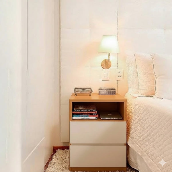 Commode - MDF - Wooden Color & White-40 x 40 cm