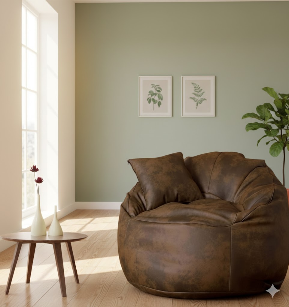 Marc Leather Bean Bag - Leather - Multi Color - 100x85x55 cm