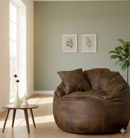 Marc Leather Bean Bag - Leather - Multi Color - 100x85x55 cm