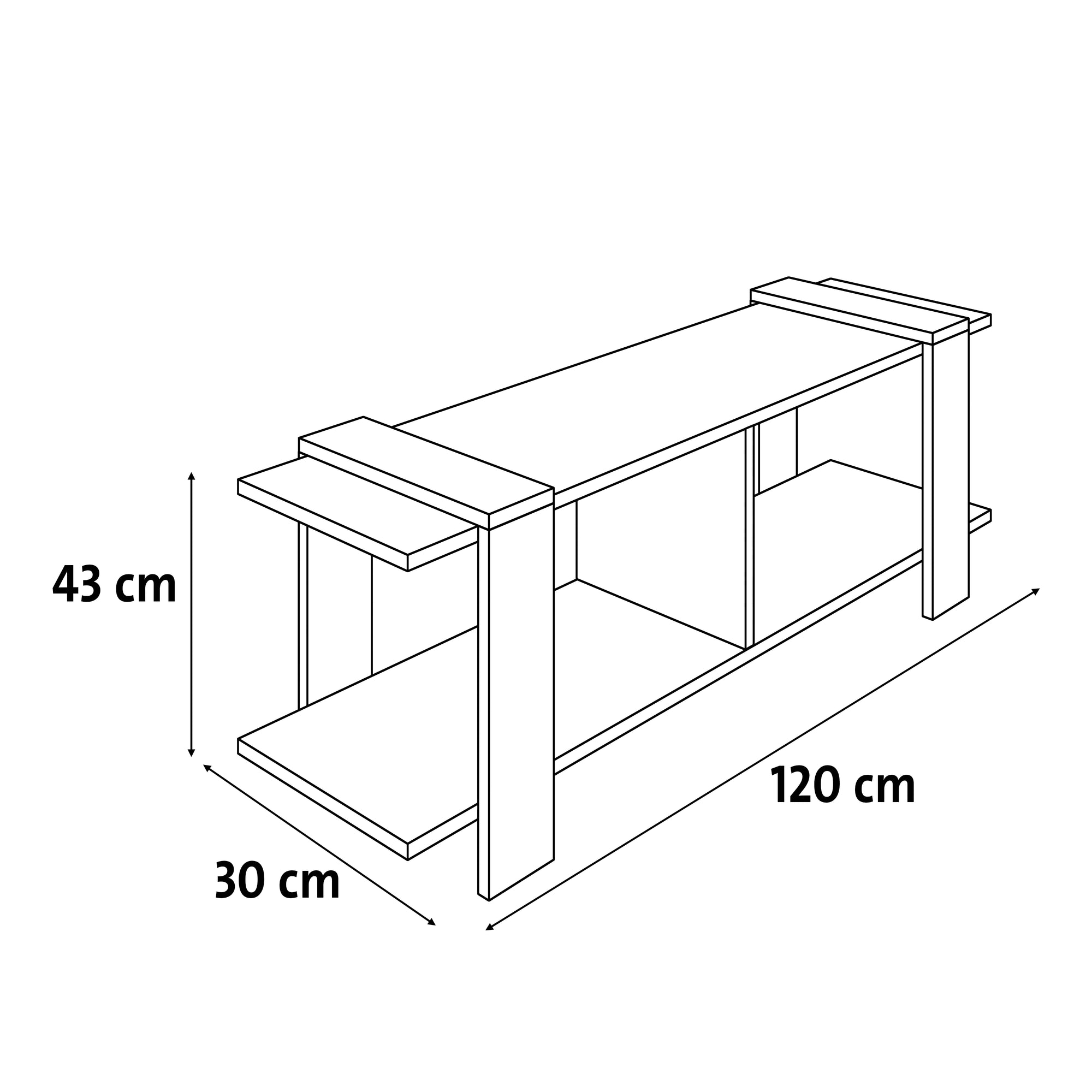 TV Unit - Multi Color - MDF - 120x30x43 cm