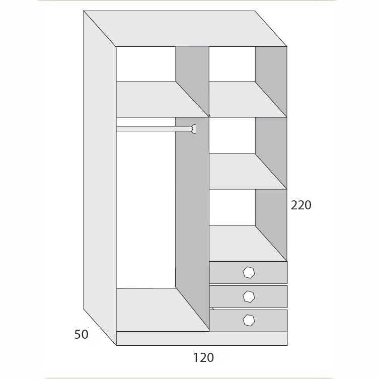 Wardrobe - MDF Wood - Beige - 120 x 220 cm