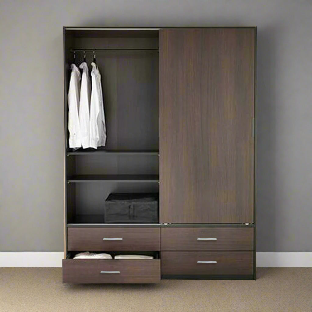 Wardrobe - MDF Wood - Dark Brown - 120x200 cm