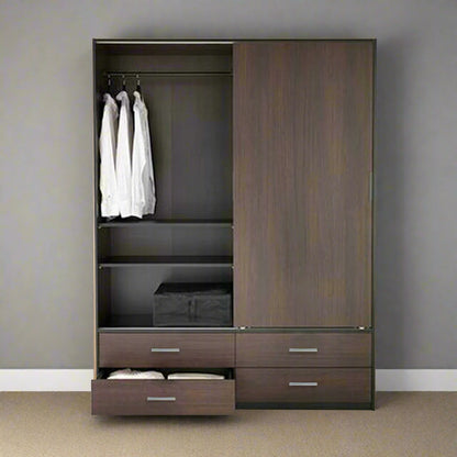 Wardrobe - MDF Wood - Dark Brown - 120x200 cm