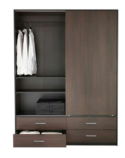 Wardrobe - MDF Wood - Dark Brown - 120x200 cm