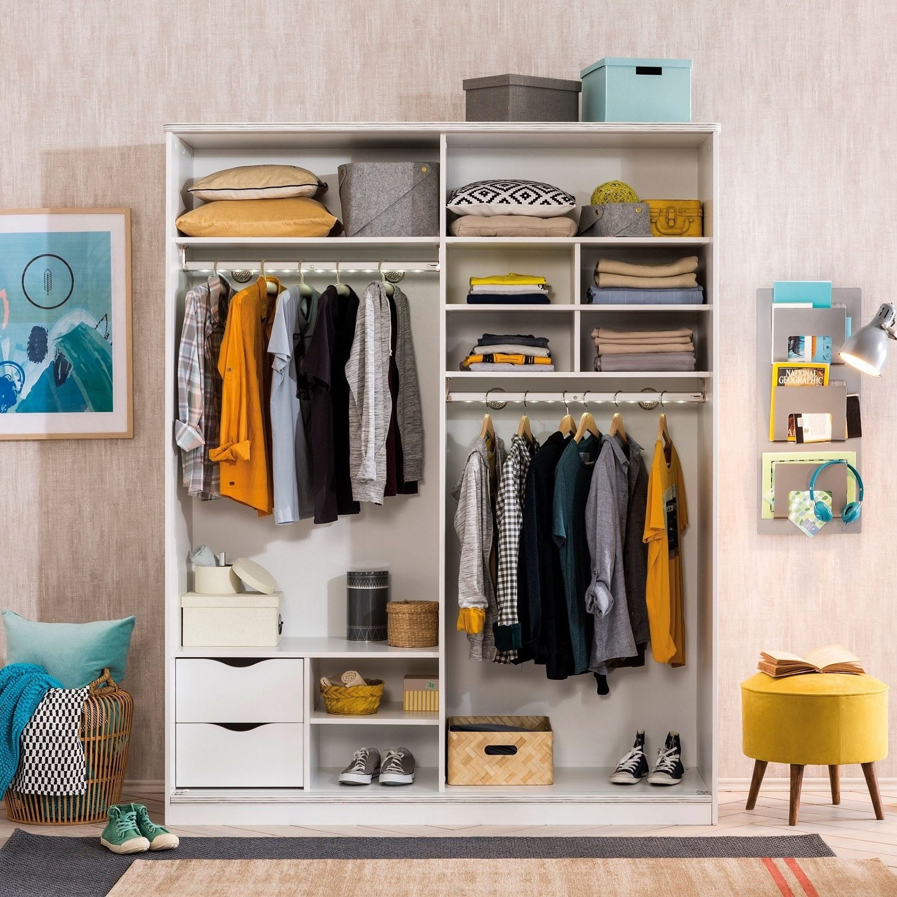 Wardrobe - MDF Wood - White - 120x220 cm