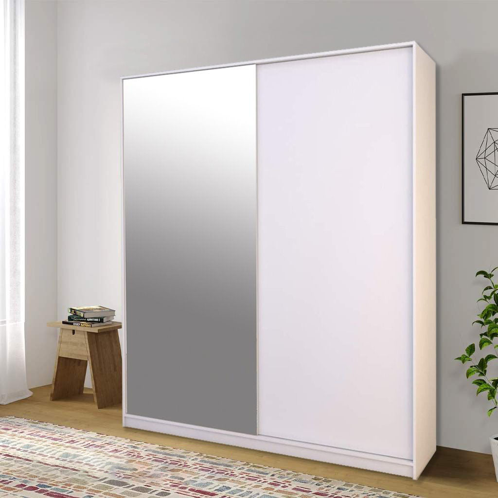 Wardrobe - MDF Wood - White - 150x220 cm
