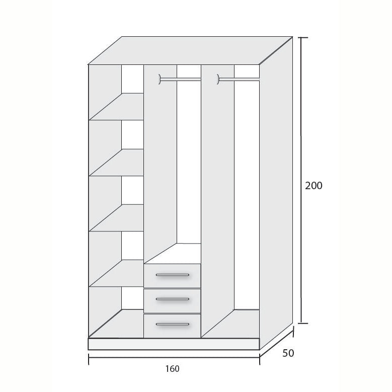 دولاب - خشب ام دي اف  - أبيض - 160 × 200 سم