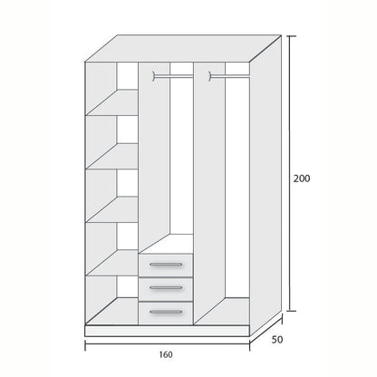 دولاب - خشب ام دي اف  - أبيض - 160 × 200 سم