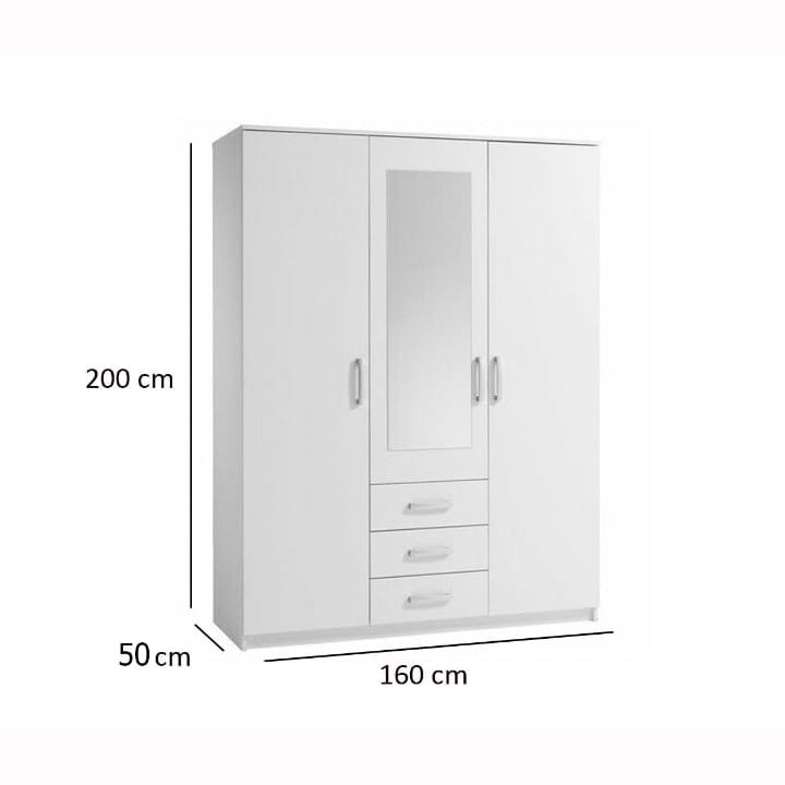 دولاب - خشب ام دي اف  - أبيض - 160 × 200 سم